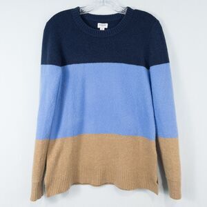 J Crew Factory Crewneck Sweater Extra Soft Yarn Womens Small Colorblock Preppy